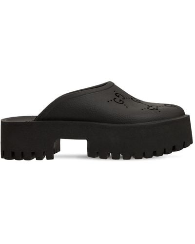 Gucci 55mm Elea Perforated G Platform Sandals - Black