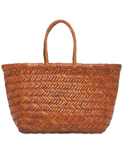Dragon Diffusion Triple Jump Small Leather Basket Bag - Brown