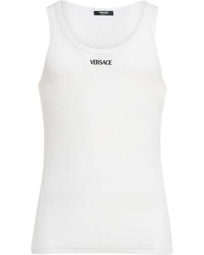 Versace コットンリブタンクトップ - ホワイト