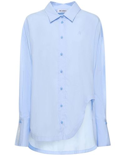 The Attico Diana Oversized Cotton Poplin Shirt - Blue