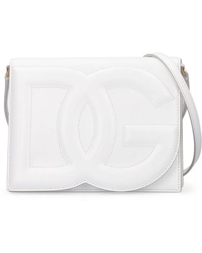 Dolce & Gabbana Schultertasche Aus Leder Mit Dg-logo - Weiß
