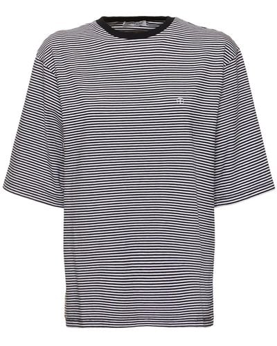 Anine Bing Bo Striped Cotton T-Shirt - Gray