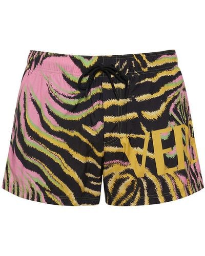 Versace Shorts mare in nylon con logo - Multicolore