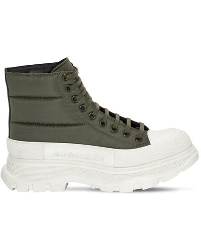 Alexander McQueen Padded Polyfaille & Rubber Lace-up Boots - Multicolor