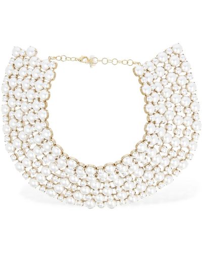 Rosantica Perla Faux Pearl Collar Necklace - Natural