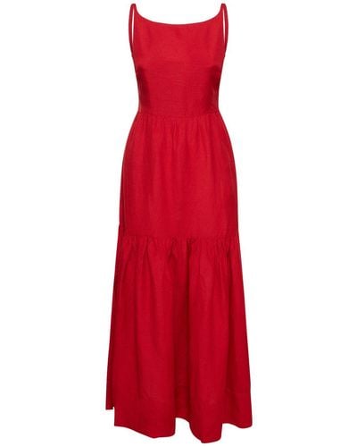 Posse Elise Viscose & Linen Long Dress - Red
