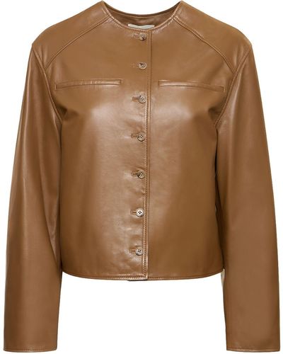 Loulou Studio Brize Leather Jacket - Brown