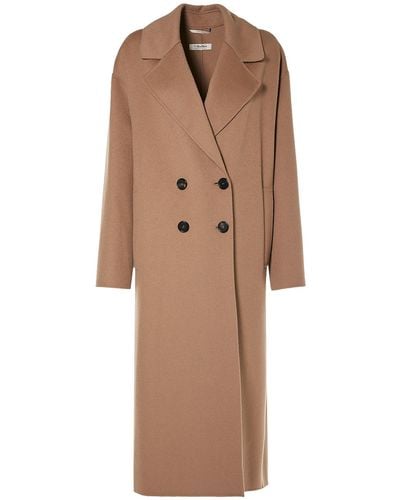 Max Mara Holland Wool Double Breasted Long Coat - Brown