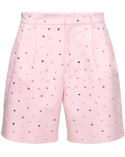 GIUSEPPE DI MORABITO Embellished Cotton Blend Shorts - Pink