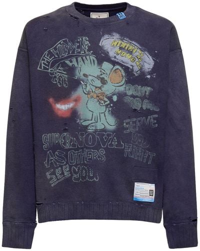 Maison Mihara Yasuhiro Sweatshirt Aus Baumwolle Mit Druck - Blau