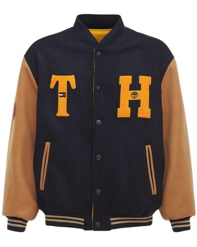 TOMMY HILFIGER x TIMBERLAND Wool Blend Reversible Varsity Jacket - Blue