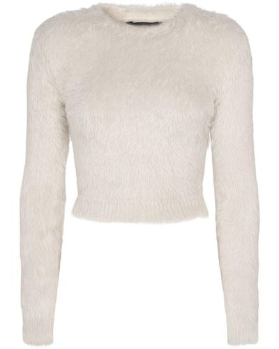 Balenciaga Knotted Fuzzy Nylon Sweater - White