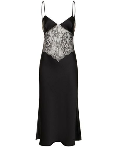 ANDAMANE Jessica Lace & Satin Midi Dress - Black