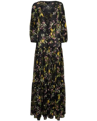 Giambattista Valli Printed Cotton Long Caftan Dress - Black