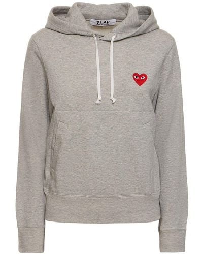 COMME DES GARÇONS PLAY Embroidered Heart Jersey Hoodie - Gray