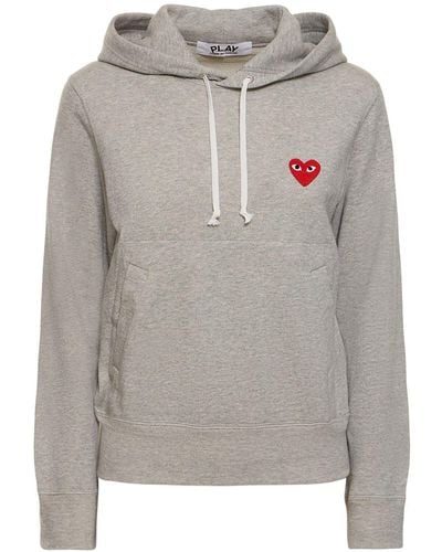 COMME DES GARÇONS PLAY Sweat en jersey à capuche avec cœur brodé - Gris