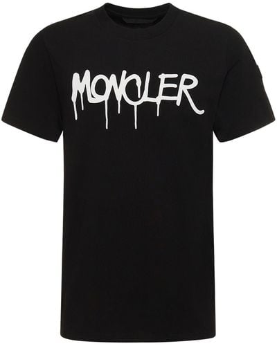 Moncler Camiseta de algodón con logo - Negro