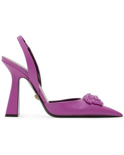 Versace 105Mm Leather Slingback Pumps - Pink