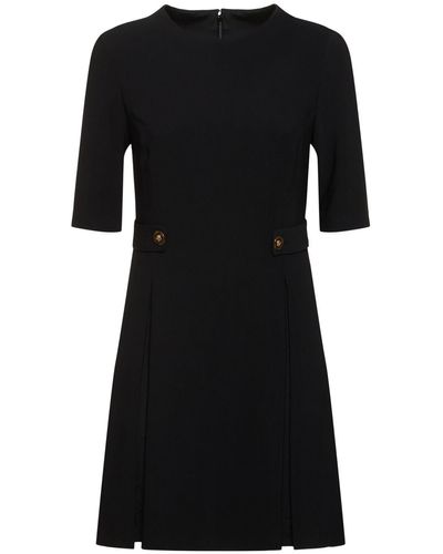 Versace Stretch Cady Short Sleeve Dress - Black