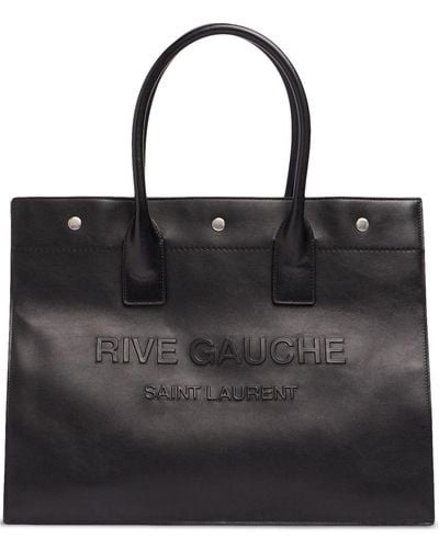 Saint Laurent Rive Gauche Small Leather Tote Bag - Black