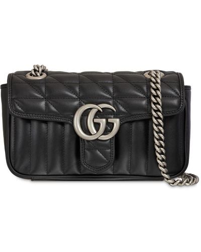 Gucci Mini Gg Marmont 2.0 Leather Shoulder Bag - Black