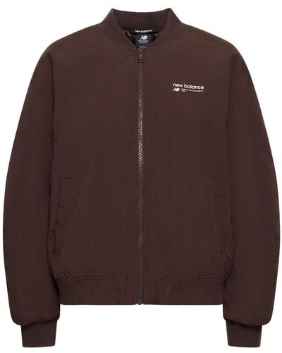 New Balance Linear Heritage Woven Bomber Jacket - Brown