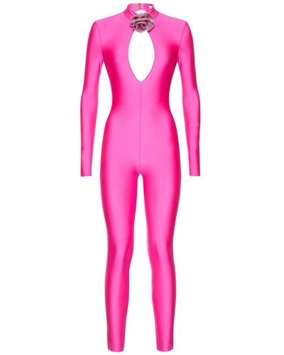 GIUSEPPE DI MORABITO Stretch Shiny Jersey Jumpsuit - Pink