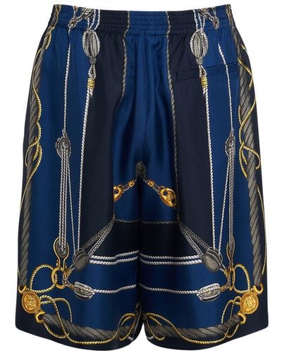Versace Shorts in seta stampata - Blu