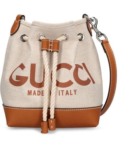 Gucci Mini Canvas Shoulder Bag W/ Print - Pink