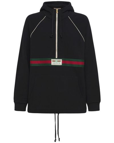 Gucci Cotton Jersey Sweatshirt With Web - Black