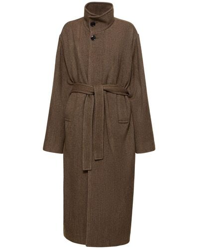 Lemaire Manteau en coton et viscose avec ceinture - Marron