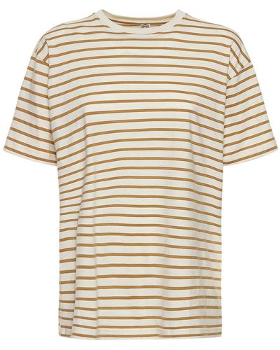 Totême Striped Cotton T-Shirt - Natural