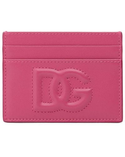 Dolce & Gabbana Kartenhülle Aus Leder Mit Geprägtem Logo - Pink