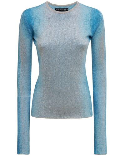 Y. Project Suéter De Punto De Mezcla De Algodón Transparente - Azul
