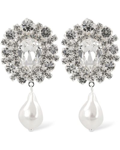 Magda Butrym Crystal & Pearl Pendant Earrings - White