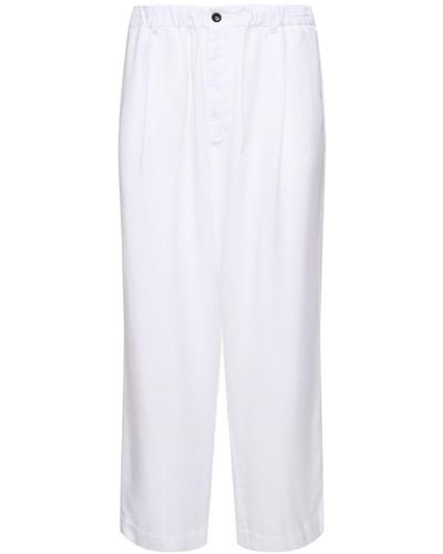 Giorgio Armani Pantalon à taille élastique en lyocell - Blanc