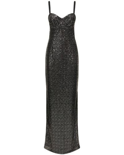 Dolce & Gabbana Sequined Heart Neck Long Dress - Gray