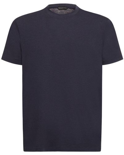 Tom Ford Cotton Blend Crewneck T-Shirt - Blue