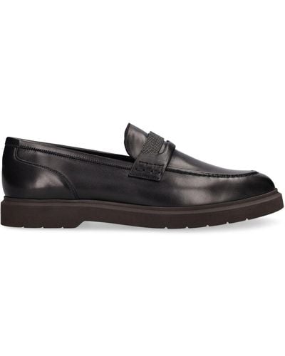 Brunello Cucinelli 20Mm Leather Loafers - Black