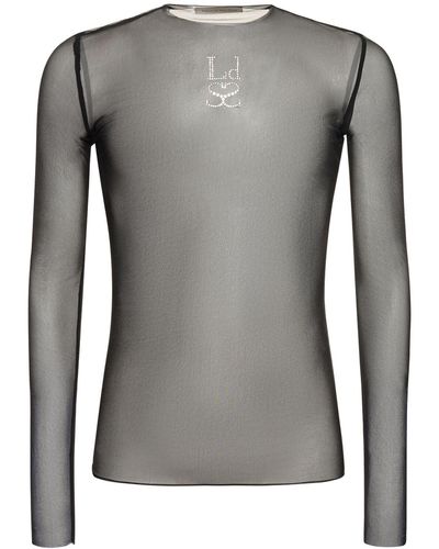Ludovic de Saint Sernin Embellished Logo Long Sleeve T-Shirt - Grey