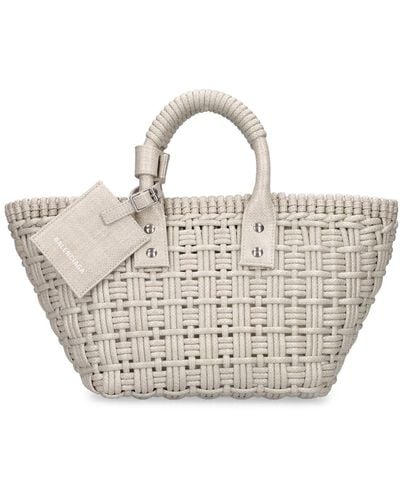 Balenciaga Xs Bistro Basket Top Handle Bag W/ Strap - Metallic