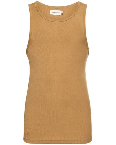 Honor The Gift Monochrome Ribbed Cotton Tank Top - Natural