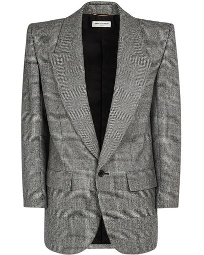 Saint Laurent Single Breast Wool Jacket - Gray