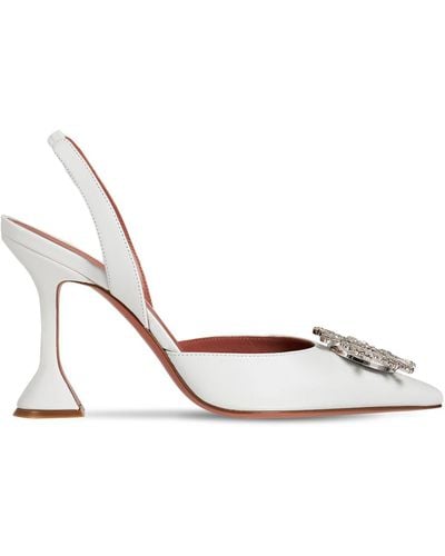 AMINA MUADDI 95mm Begum Leather Slingback Court Shoes - White
