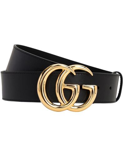 Gucci 40mm Shiny gg Buckle Leather Belt - White