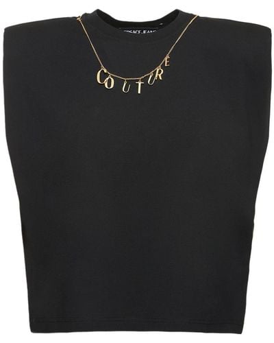 Versace Couture Charms Cotton Jersey T-shirt - Black