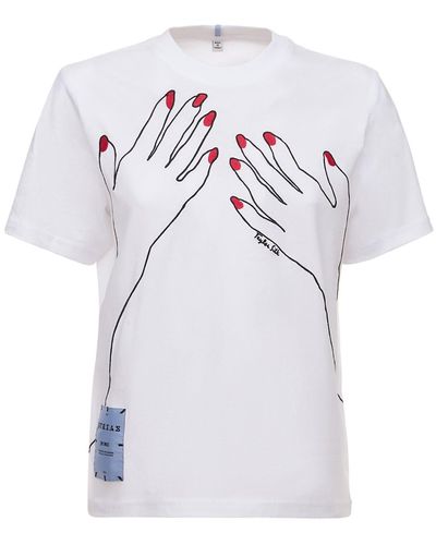 McQ T-shirt En Jersey De Coton Imprimé Mains - Blanc