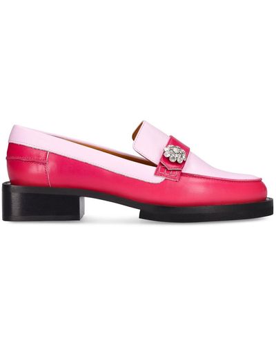 Ganni 50mm Hohe Loafers Aus Lackleder - Pink