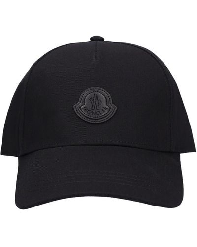 Moncler Logo Patch Cotton Baseball Cap - Black