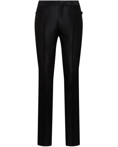 Tom Ford Atticus Wool Blend Faille Trousers - Black